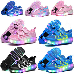 Led Roller Shoes Blue, Pink| Kids Led Light Shoes  | Kids Led Light Roller Heel Wheel Shoes  | Led Light Shoes For Girls & Boys
