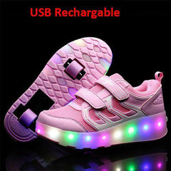 Led Roller Shoes Blue, Pink| Kids Led Light Shoes  | Kids Led Light Roller Heel Wheel Shoes  | Led Light Shoes For Girls & Boys