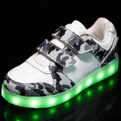 LED light children's camouflage shoes